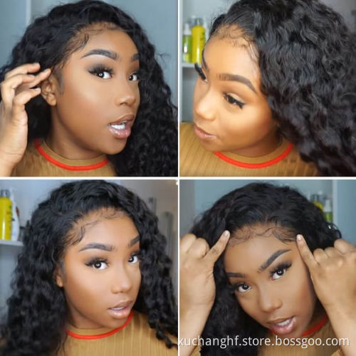 Wholesale HD Transparent Lace Curly Wig Vendor, Real Unprocessed Virgin Brazilian Human Hair Lace Front Wigs for Black Women
